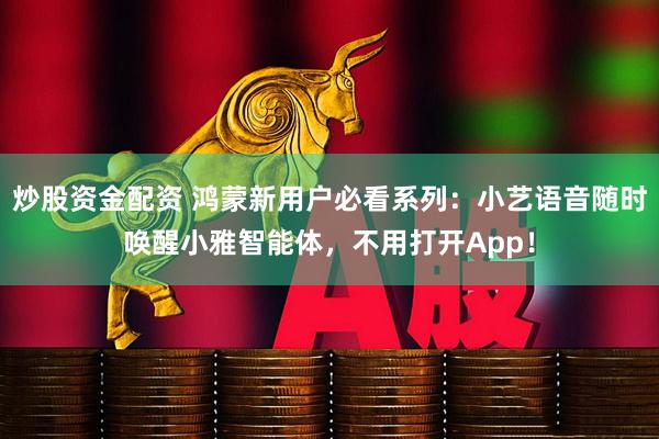 炒股资金配资 鸿蒙新用户必看系列:小艺语音随时唤醒小雅智能体,不用打开App!